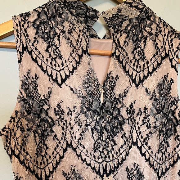 Eva Mendes Black Cream Lace Overlay Dress - Picture 6 of 8